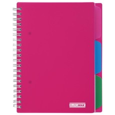 Sąsiuvinis su spirale, plastikiniu viršeliu BRIGHT B6 100lap., lang., avietinis