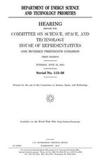 Department of Energy science and technology priorities