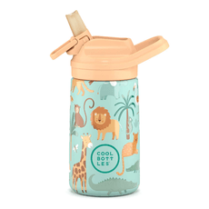 Vaikiška nerūdijančio plieno gertuvė su atlenkiamu šiaudeliu Cool Bottles „Wild Crew“, 350 ml