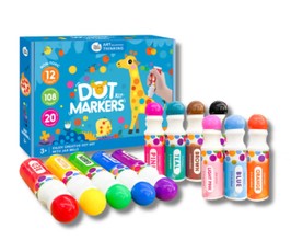 Lengvai išsiplaunantys apvalūs taškavimo flomasteriai JARMELO, 12 vnt.