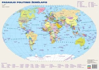 Stalinis pasaulio politinis ir gamtinis žemėlapis. Dvipusis, laminuotas.