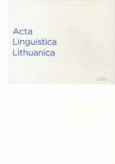 Acta Linguistica Lithuanica 66 (LXVI)