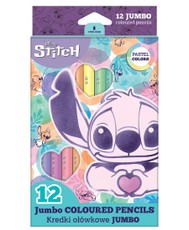 Spalvoti pieštukai DISNEY „Stitch Pastel JUMBO“, 12 spalvų