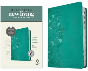 NLT Thinline Center-Column Reference Bible, Filament-Enabled Edition (Red Letter, Leatherlike, Peony Rich Teal, Indexed)