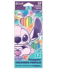 Spalvoti pieštukai DISNEY „Stitch Pastel“, tribriauniai, 12 spalvų