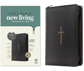 NLT Large Print Thinline Reference Zipper Bible, Filament Enabled (Leatherlike, Black Cross, Indexed, Red Letter)