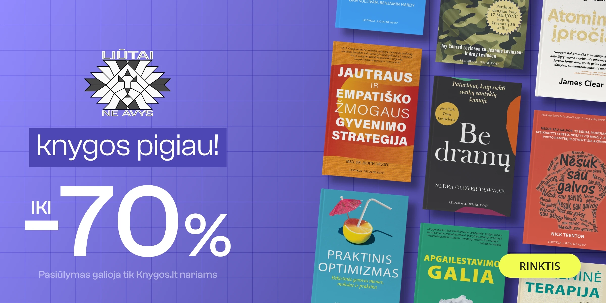 Leidyklos LIŪTAI NE AVYS knygoms iki -70%!