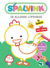Spalvink ir klijuok lipdukus. Su kartoninėmis figūromis