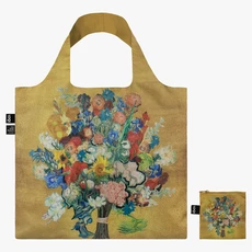 LOQI dvipusis pirkinių krepšys „VINCENT VAN GOGH Flower Pattern Gold Bag“ LOQI dvipusis pirkinių krepšys „VINCENT VAN GOGH Flower Pattern Gold Bag“