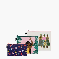 LOQI užsegamų krepšelių rinkinys smulkiems daiktams „Grlz Band, Night Night, Joyful and Free“