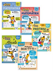 Serijos „Šuniukas Mokas“ 5 knygelių rinkinys: Abėcėlė + Mokausi skaityti (3) + Pasitikiu savimi + Matematika nuo 6 m. + Šuniukas Mokas. Matematika nuo 7 m.