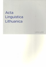Acta Linguistica Lithuanica 64-65 (LXIV-LXV)