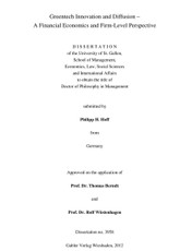 Greentech Innovation and Diffusion