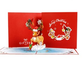 3D iššokantis Kalėdinis atvirukas  „Reindeer“
