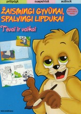 Žaismingi gyvūnai spalvingi lipdukai. Tėvai ir vaikai