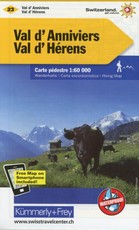 KuF Schweiz Wanderkarte 23 Val d' Anniviers, Val d' Hérens 1 : 60 000