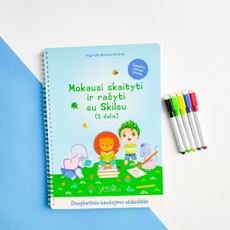 Lavinamoji knyga „Mokausi skaityti ir rašyti su Skilsu“, 1 dalis. Su daugkartinio naudojimo žymekliais (2 vnt.)