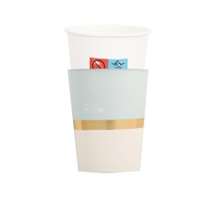 Vienkartiniai puodeliai su dekoratyviniais apvalkalais „Baby Chic“, šviesiai mėlyni, 250 ml, 8 vnt.