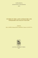 Studies in Latin Literature and Epigraphy in Italian Fascism