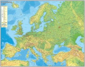 Europos gamtinis žemėlapis. Sieninis. M 1:5 000 000 Europos gamtinis žemėlapis. Sieninis. M 1:5 000 000