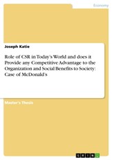 Role of CSR in Today's World and does it Provide any Competitive Advantage to the Organization and Social Benefits to Society: Case of McDonald's
