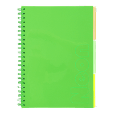 Sąsiuvinis su spirale, plastikiniu viršeliu NEON A4 120lap., lang., šv.žalias