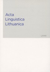Acta Linguistica Lithuanica 73 (LXXIII)