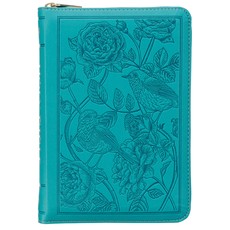 KJV Bible Compact Bible Faux Leather Teal W/Zipper