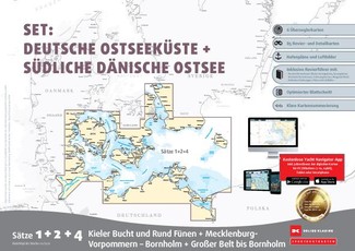 Sportbootkarten Satz 1, 2 und 4  - Set: Deutsche Ostsee und Südliche Dänische Ostsee (Ausgabe 2021)