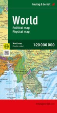 World map, political - physical, english, 1:20.000.000, folded, freytag & berndt