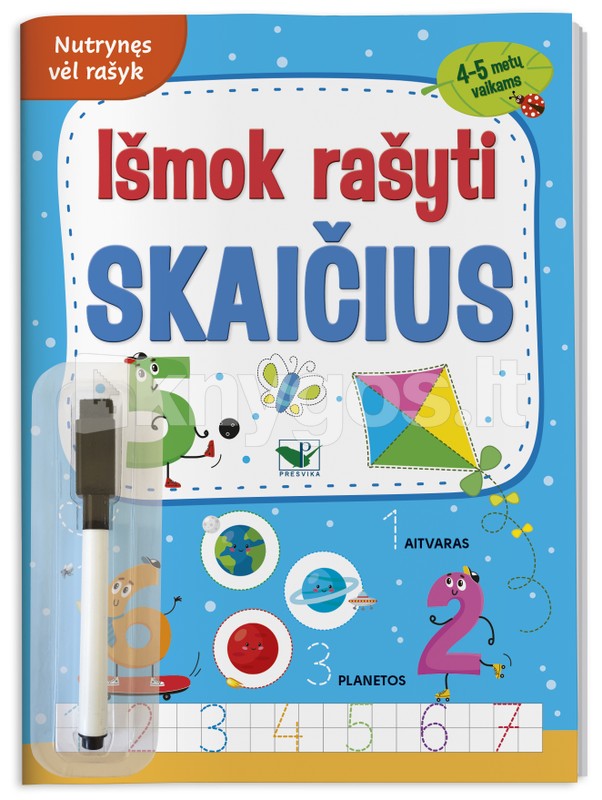 Išmok rašyti skaičius. 4–5 metų vaikams. Su flomasteriu