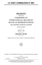 U.S. policy considerations in Tibet