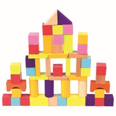 Spalvotos medinės kaladėlės BINO, 50 vnt.