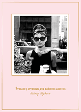 AUDREY HEPBURN AMŽINOSIOS IKONOS KNYGUTĖ „Žvelgiu į gyvenimą per rožinius akinius“, kurią galite personalizuoti su žaismingais lipdukais (pridedama NEMOKAMAI!): su įkvepiančiomis mintimis - tik stilingoms moterims