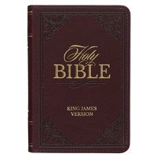 KJV Holy Bible, Mini Pocket Size, Faux Leather Red Letter Edition - Ribbon Marker, King James Version, Burgundy
