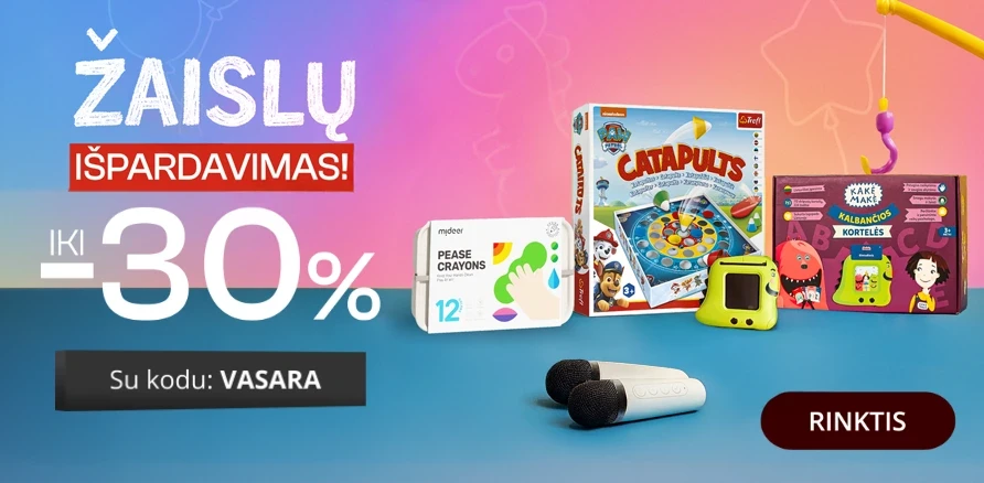 Sandėlio išpardavimas: žaislams ir žaidimams iki -30%