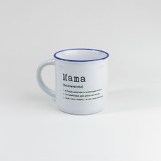 Riboto leidimo Knygos.lt puodelis su užrašu „Mama“ (baltas), 250 ml