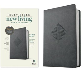 NLT Large Print Premium Value Thinline Bible, Filament Enabled (Leatherlike, Crossroads Gray)