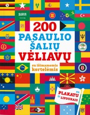200 Pasaulio šalių vėliavų su išimamomis kortelėmis, plakatu ir lipdukais