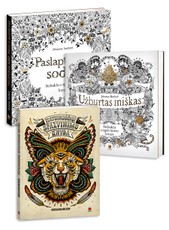 Stebuklų ir spalvinimo knygos: Paslaptingas sodas + Užburtas miškas + Tatuiruočių spalvinimo knyga DOVANŲ!