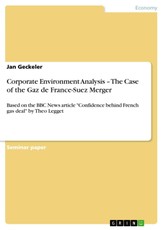 Corporate Environment Analysis - The Case of the Gaz de France-Suez Merger