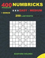 NUMBRICKS 400 puzzles 9 x 9 EASY - MEDIUM + BONUS 250 LABYRINTH 25 x 25