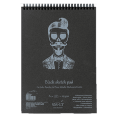 Eskizavimo bloknotas A5, 20l 165g/m juodas popierius