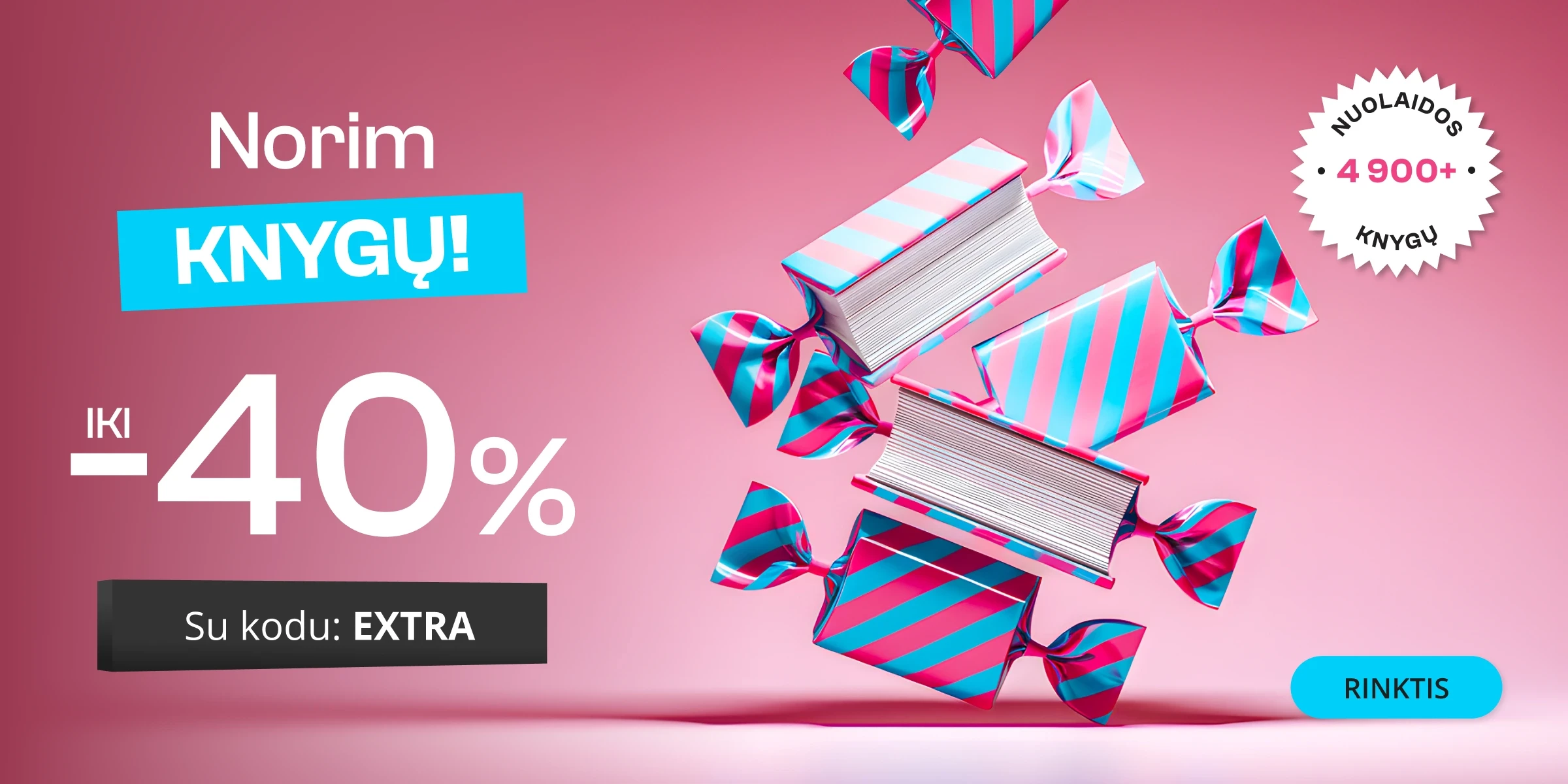 NORIM KNYGŲ iki -40% extra nuolaidos!