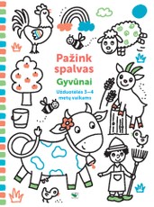 Pažink spalvas. Gyvūnai. Užduotėlės 3–4 metų vaikams