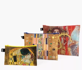 LOQI užsegamų krepšelių rinkinys smulkiems daiktams „Gustav Klimt“