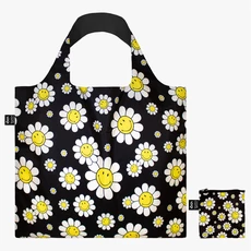 LOQI pirkinių krepšys „SMILEY Flowers Black Recycled Bag“