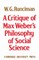 A Critique of Max Weber's Philosophy of Social Science