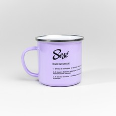 Metalinis puodelis su stilingu užrašu „Sesė“, alyvinis, 300 ml