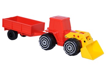 PLASTO Traktorius su priekiniu krautuvu ir priekaba, 33 cm